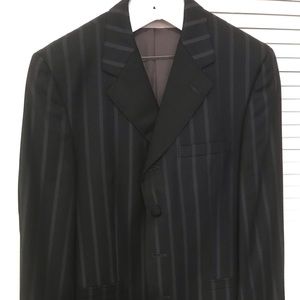 Versace Mens Striped Blazer Sz 50 Navy Gray
